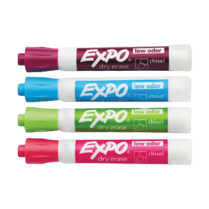 Chisel Tip Assorted Whiteboard Markers 4 Pack